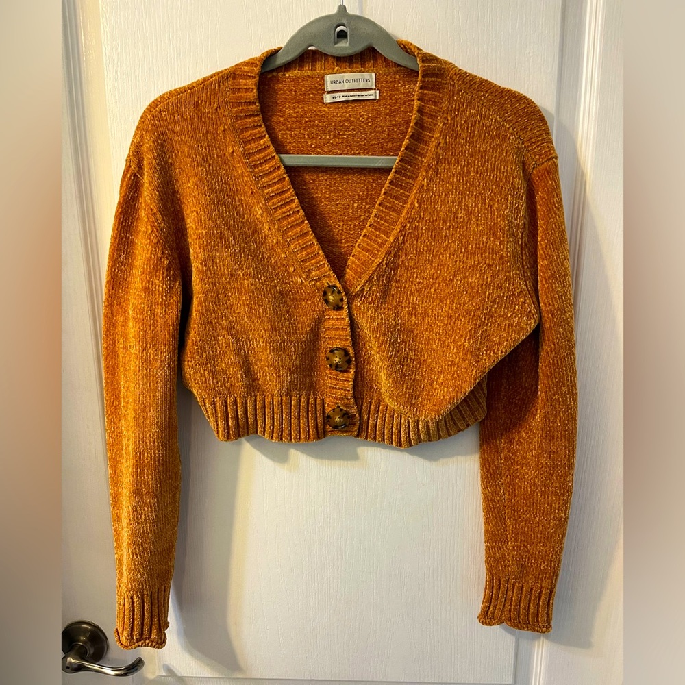 Urban outfitters crop chenille orange long sleeve